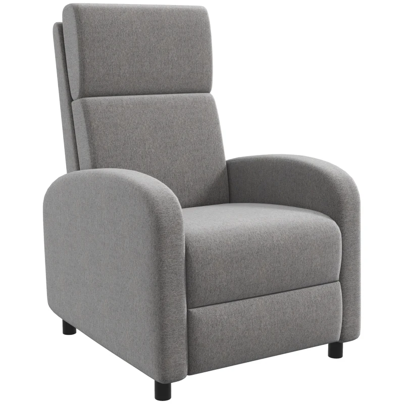 HOMCOM Relaxsessel Fernsehsessel, ausklappbare Fußstütze, neigbar bis zu 160°, 64 x 86 x 102 cm, Grau(m-10)