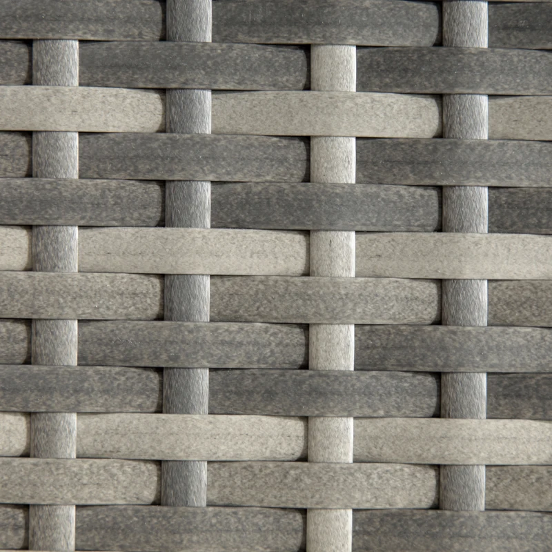 Outsunny Rattan Side Table, Outdoor Coffee Table with Plastic Board Under the Full Woven Table Top for Patio, Garden, Balcony, Mixed Grey