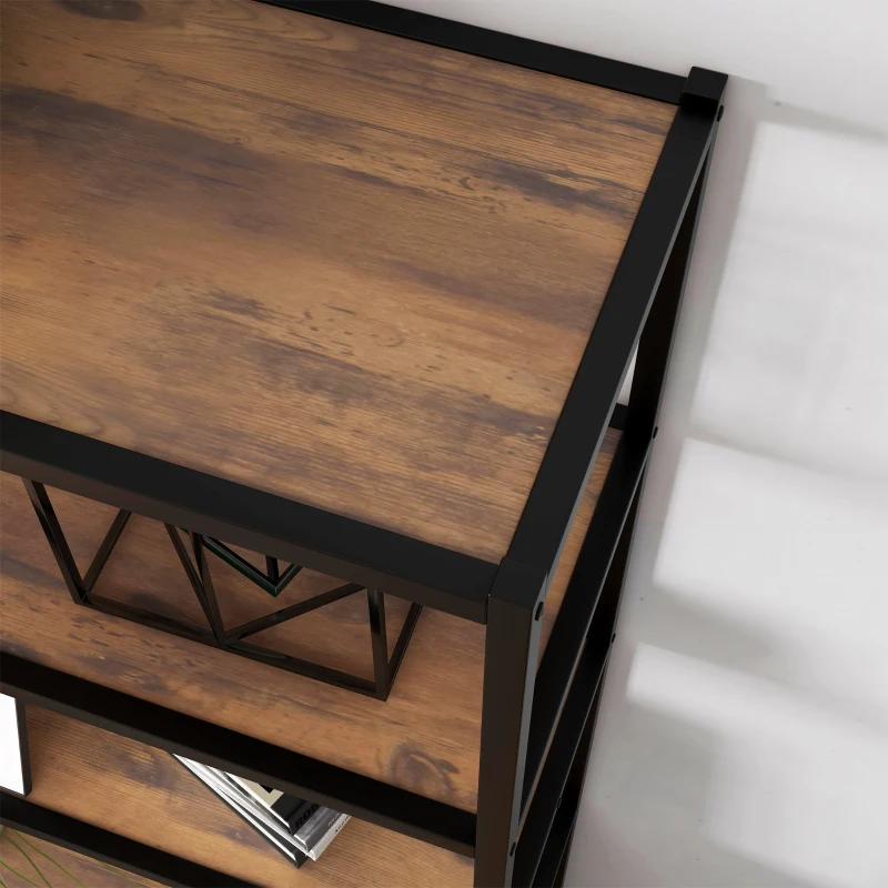 HOMCOM Scaffale Libreria in Stile Vintage con 3 Ripiani, 1 Armadietto in Legno e Telaio in Metallo Nero 76x33x162.5cm