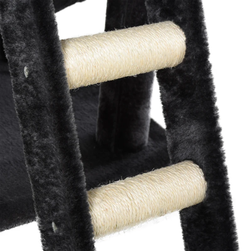 PawHut Árbol para Gatos Centro de Múltiples Actividades de Mascotas con Postes de Rascador Sisal Canasta Hamaca Hábitat Bolas Colgantes Habitación 49x49x155 cm Gris Oscuro