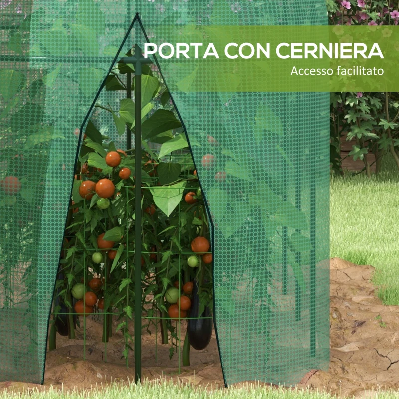 Outsunny Serra per Piante a Rete 3x1x1.5m con Porta a Cerniera e Picchetti a Terra, Verde