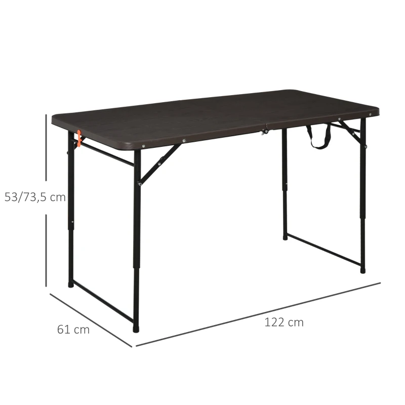 Outsunny Mesa de Camping Plegable y Portátil tipo Mesa Buffet Auxiliar Ligera y Multiusos con Asas PP 122x61x53/71.5cm(LxAnxAl)