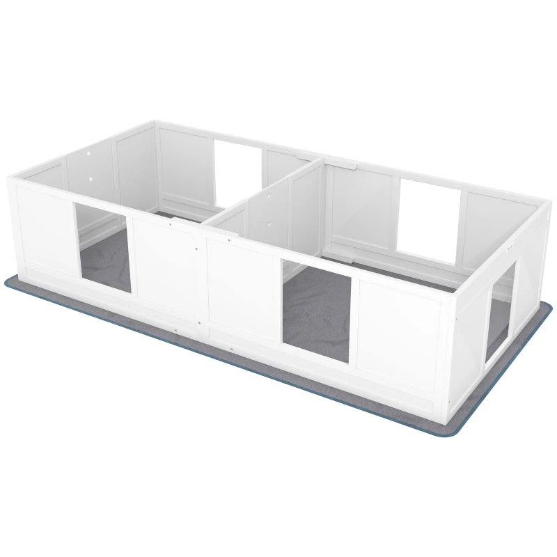 PawHut Two Room Design, Whelping Box for Dogs with Whelping Pad, Clear Panels, Adjustable Entrance, for Medium Dogs, 196 x 96cm