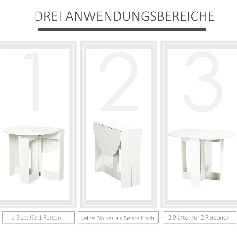 HOMCOM Esstisch Klapptisch Esszimmertisch Tisch Ablagefläche Spanplatte Holz Weiß 104 x 76 x 73,7 cm