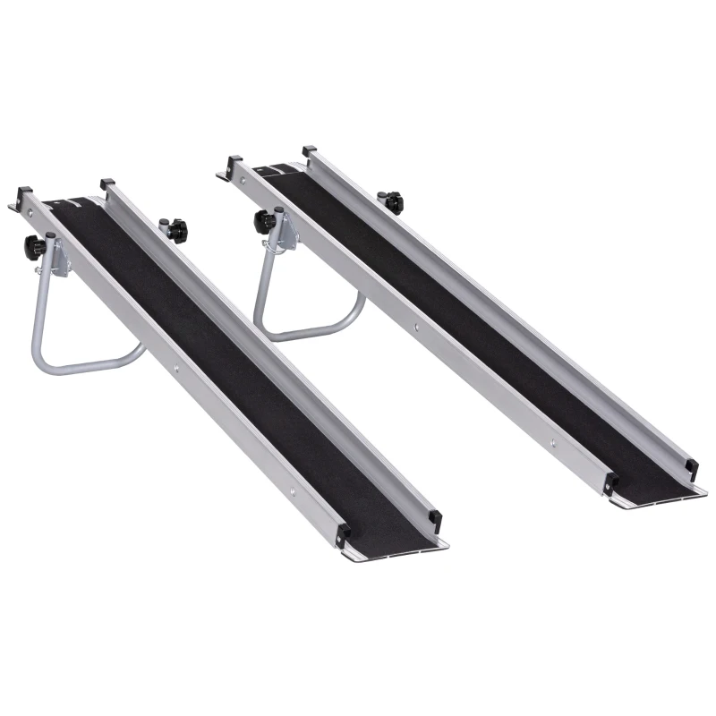 HOMCOM Set of Two 244cm Three-Level Aluminium Wheelchair Ramps