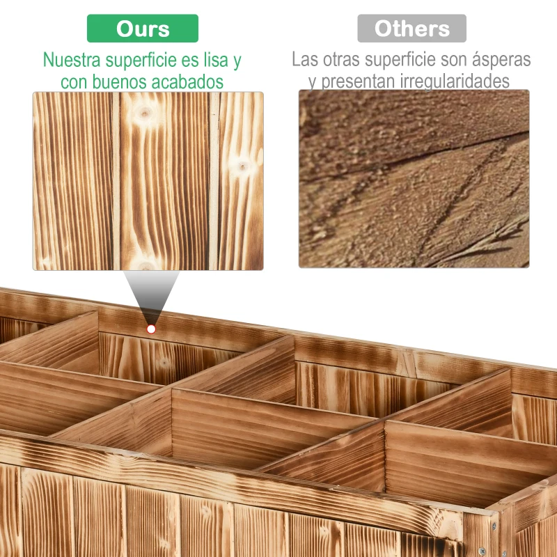Outsunny Huerto Urbano de Madera 120x60x81 cm Jardinera Elevada para Cultivo de Plantas Flores Mesa de Cultivo con Estante Inferior para Jardín Terraza Exterior Carbanizado