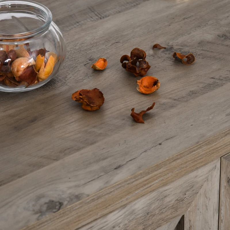 HOMCOM Console Table d'appoint Design Rural Chic dim. 90L x 39l x 80H cm 2 Portes étagère Panneaux Particules MDF Bois Gris