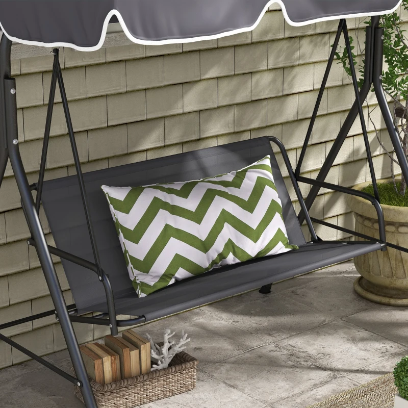 Outsunny Garden Swing Seat Cover Replacement, for 2 and 3 Seater Swing Bench, 115cm x 45cm x 45cm, Dark Grey