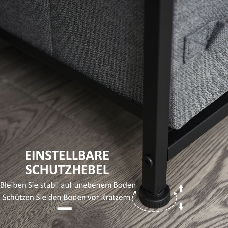 HOMCOM Kommode mit 7 faltbaren Stoffschubladen, Vlies, Metallgestell, 63,5 x 30 x 71 cm, Dunkelgrau