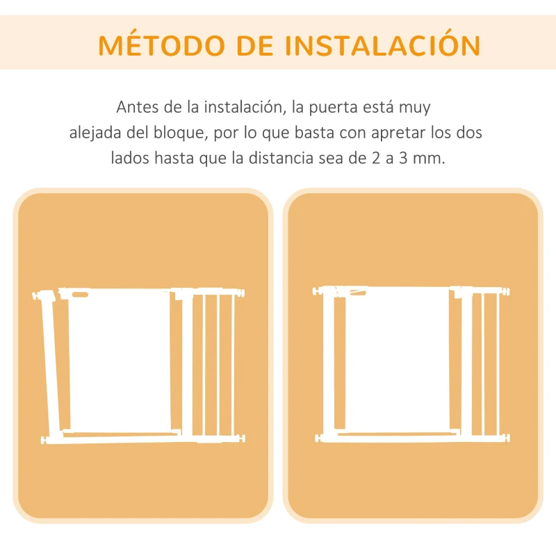 PawHut Barrera de Seguridad para Perros Extensible 75-103 cm Barrera Escaleras Puertas con 2 Extensiones Cierre Automático Gris