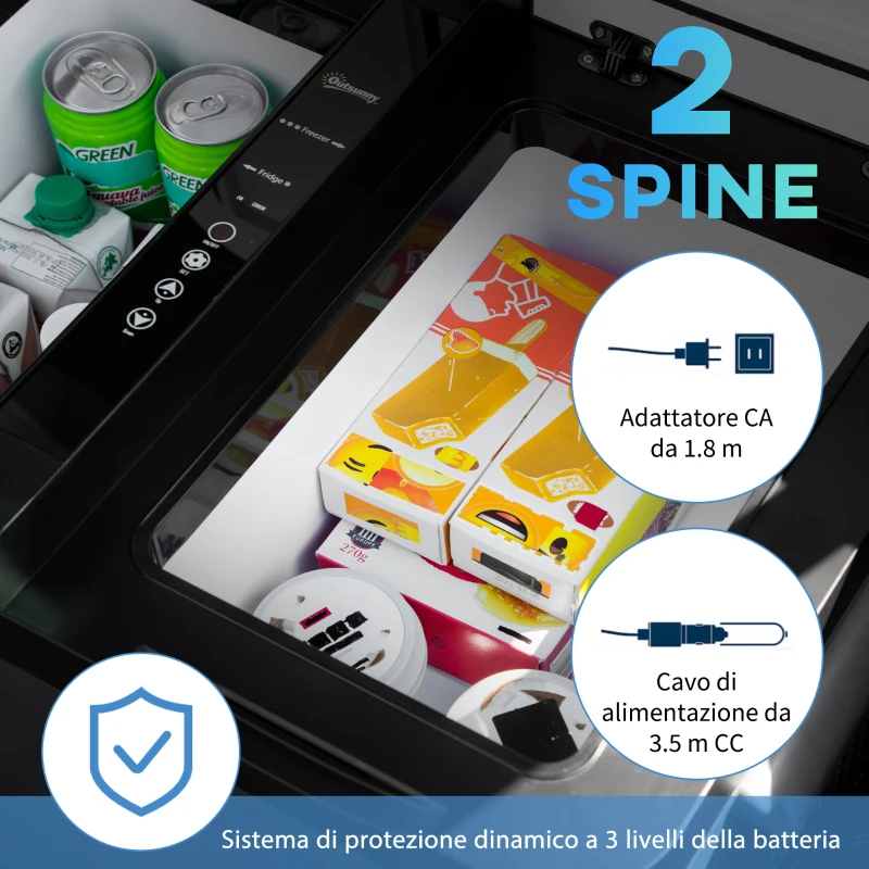 Outsunny Frigo Portatile Elettrico 35L da 12 Volt con Maniglia e Schermo LCD, 63.2x42x42.8 cm, Grigio