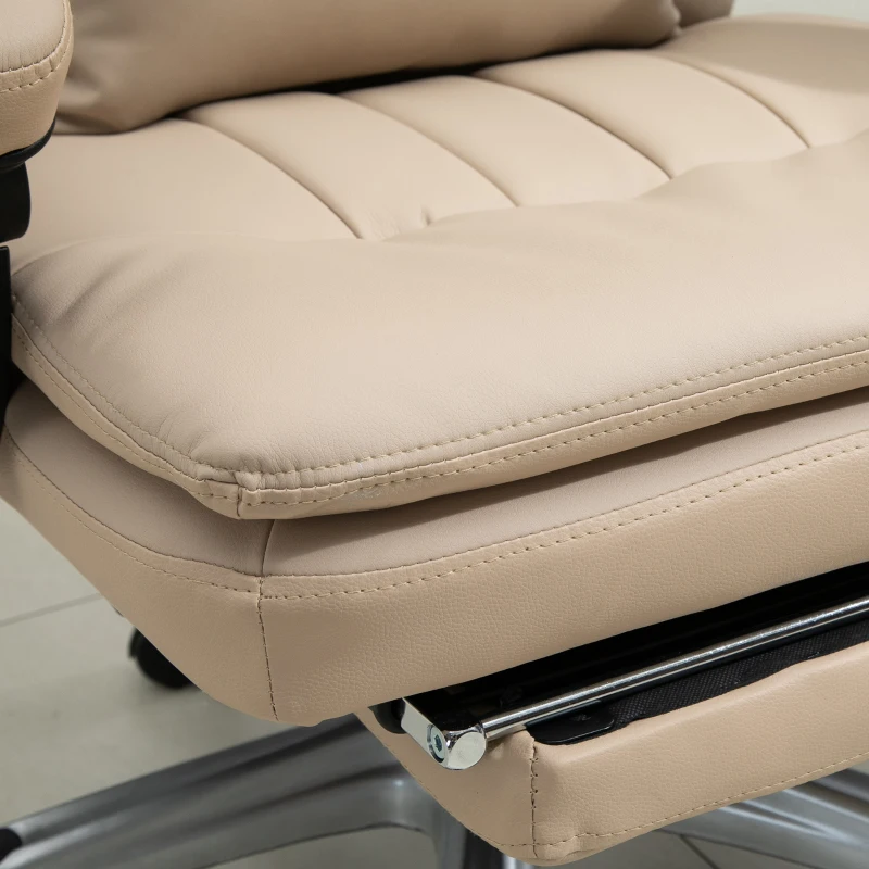 Vinsetto Poltrona Massaggiante da Ufficio, Altezza Regolabile e Reclinabile in Pelle PU, 67x69x106.5-114.5cm Beige