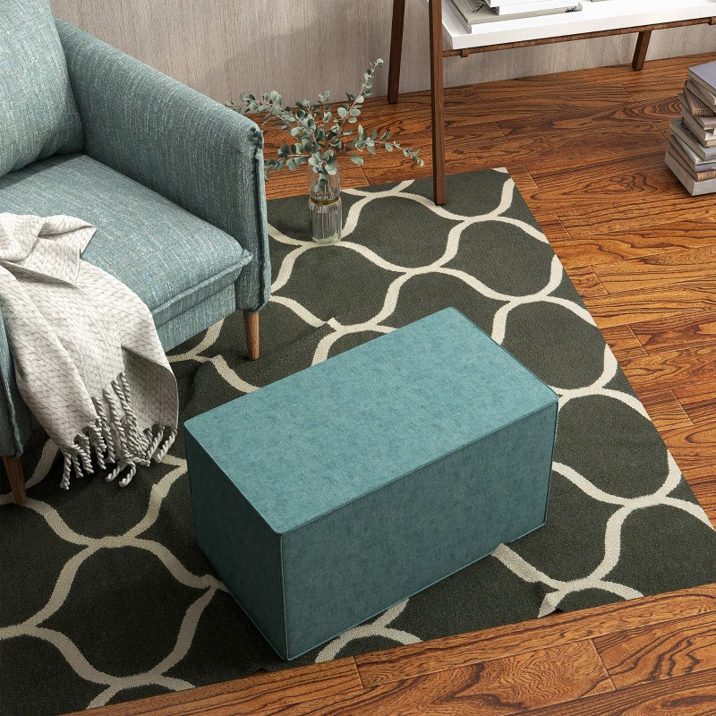 HOMCOM Poggiapiedi 2 in 1 con Rivestimento Rimovibile in Tessuto Effetto Lino, 75x41x41 cm, Verde