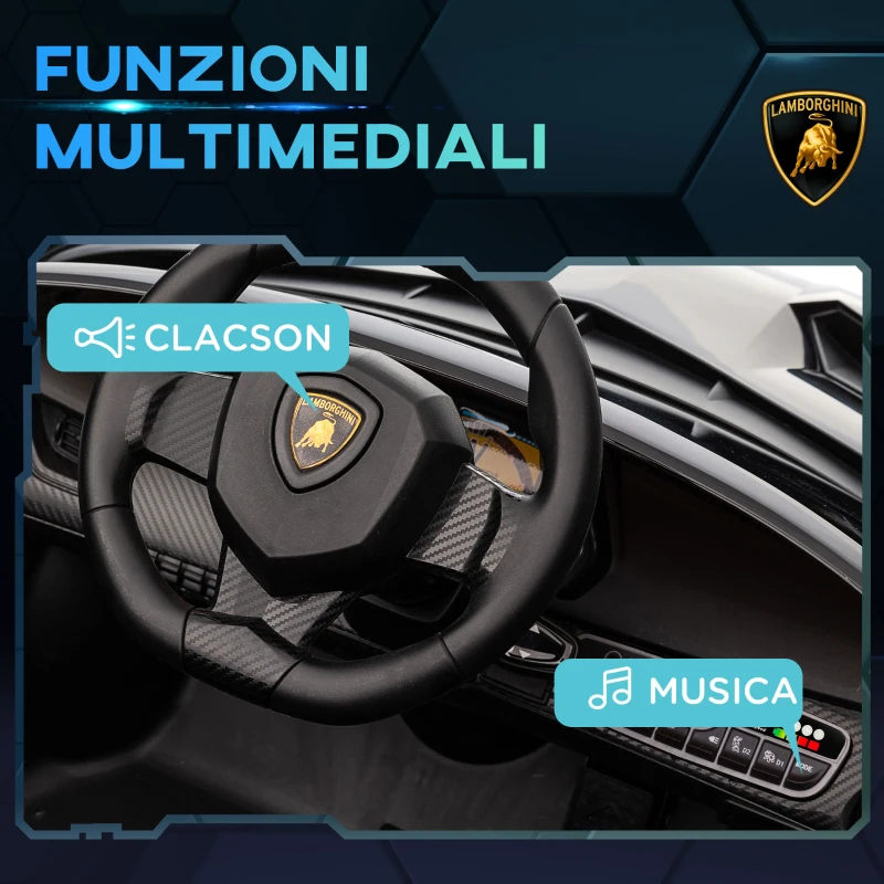 HOMCOM Macchina Elettrica per Bambini Lamborghini Veneno 12V con Telecomando, Età 3-6 Anni, Nero