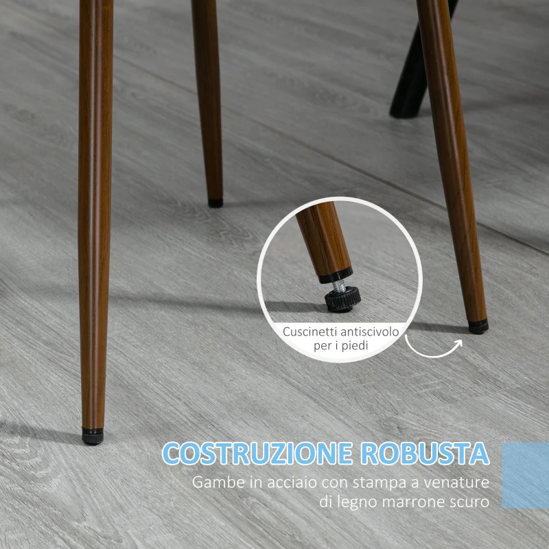 HOMCOM Sedie da Cucina Imbottite, Set 4 Pezzi in Poliestere e Acciaio, 47x55x86 cm, Blu