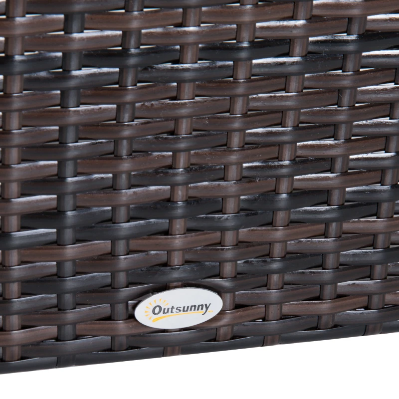 Outsunny Poly Rattan Hocker mit Kissen Gartenhocker Sitzhocker Fußhocker Rattanhocker Balkon Sitzhocker Gartenmöbel Braun+Cremeweiß 50 x 50 x 35 cm