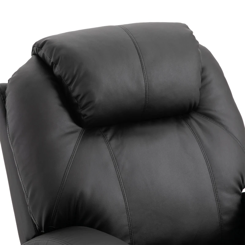 HOMCOM Fauteuil de Massage Inclinable, Chaise de Relaxation avec dossier et repose-pied électrique réglables revêtement synthétique pour Salon, Chambre, Cinéma Maison Noir