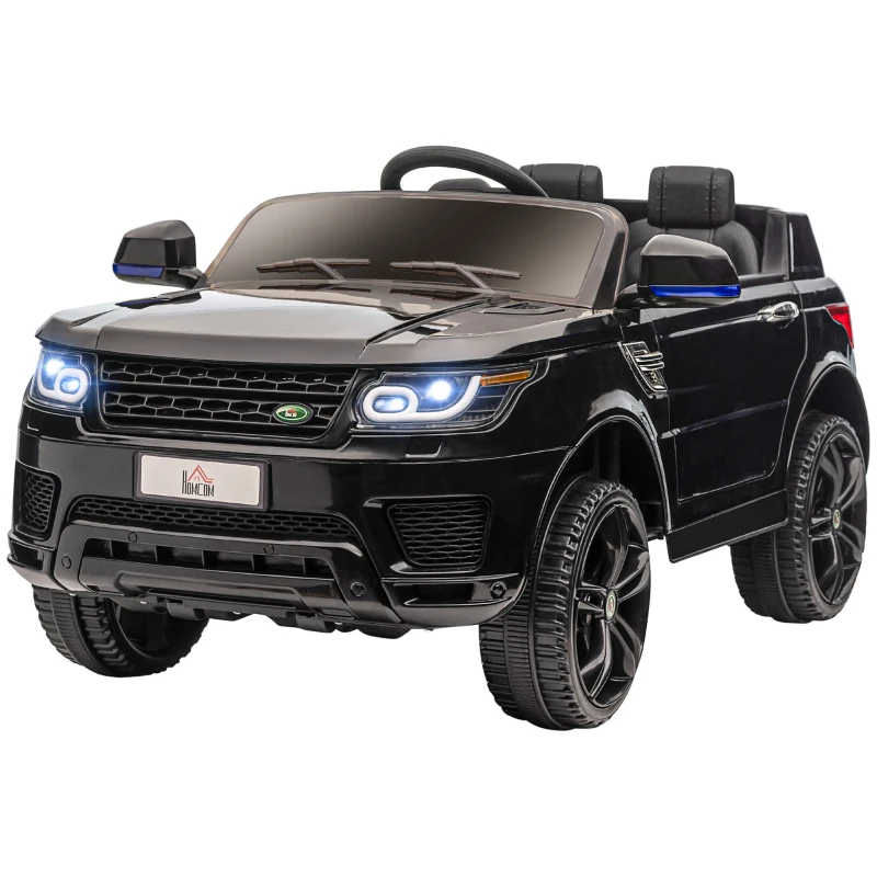HOMCOM Coche Eléctrico SUV para 3-6 Años Coche de Batería 12V con 2 Motores Mando a Distancia 110x68x52 cm Negro(m-11)