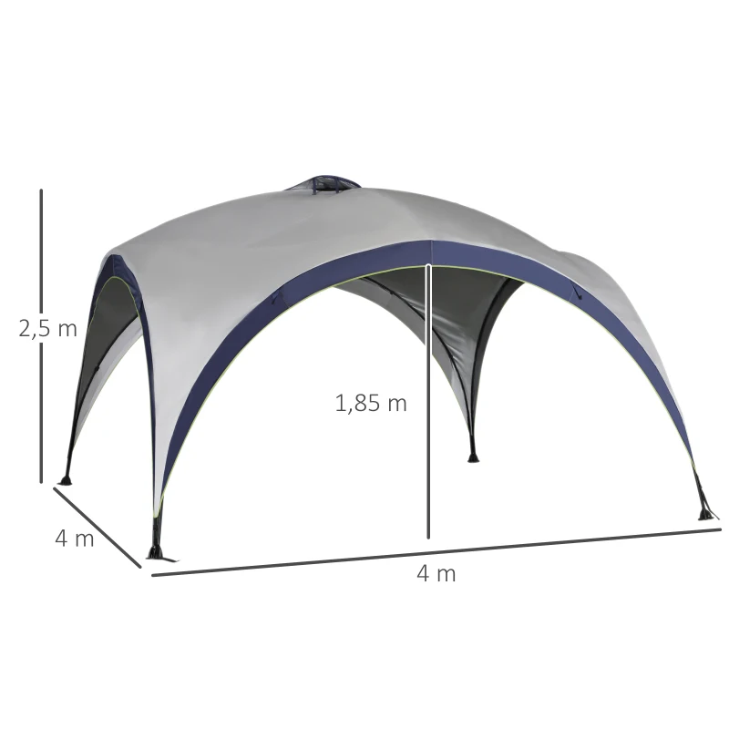 Outsunny Garten Pavillon Gartenzelt Festzelt Partyzelt Sonnenschutz wetterfest Metallstange + Polyester Cremeweiß + Blau 4 x 4 x 2,5 m