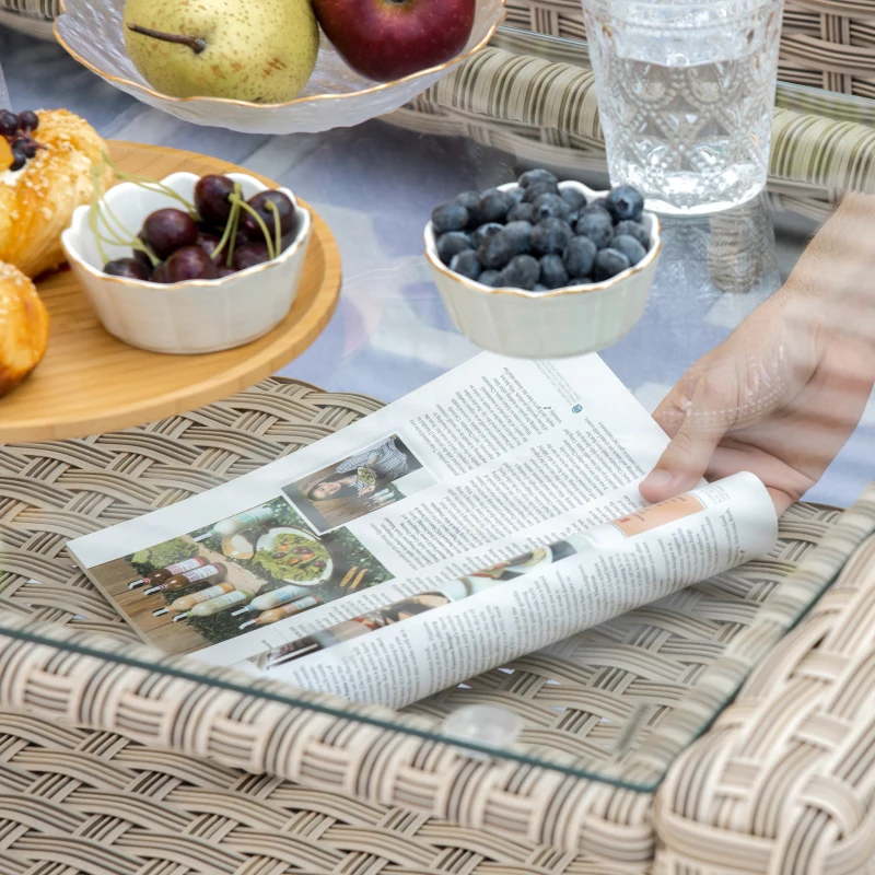 Outsunny PE-Gartenmöbelset 5tlg. für 4 Personen, Gartensitzgruppe, abnehmbare Polster, Braun + Grau