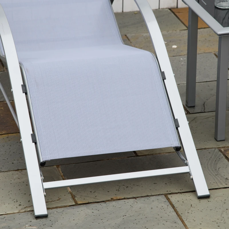 Outsunny Gartenliege Set Metall Mesh 3-TLG. Sonnenliege mit Teetisch Gartengarnitur mit 2 Sonnenliegen, 1 Beistelltisch Gartensitzgruppe für Garten, Balkon 59B x 169T x 66H cm Grau+Schwarz