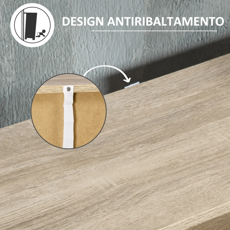 HOMCOM Scarpiera Salvaspazio per 8 Paia di Scarpe con 2 Ante e Armadietto in Legno, 80x25.5x112.5cm, Bianco