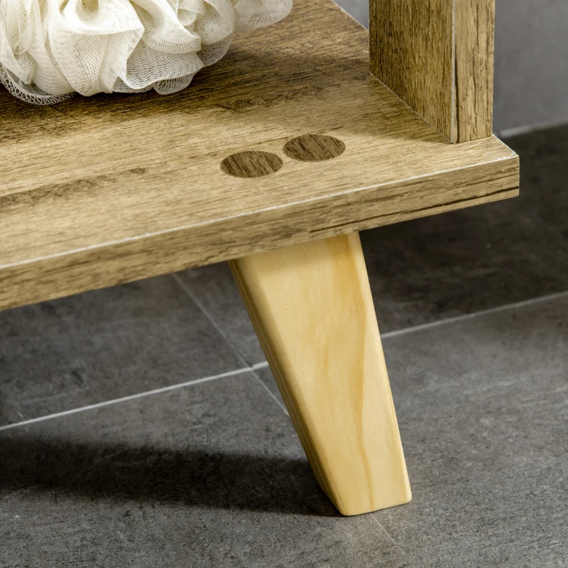 kleankin Meuble bas de salle de bain style scandinave 1 tiroir 1 placard et 3 étagères - 50 x 30 x 89 cm - blanc et naturel