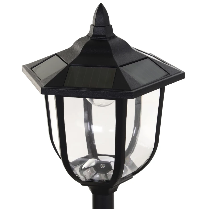 Outsunny Luminaire extérieur lampadaire sur pied solaire lampadaire lanterne classique LED 60 Lm max. dim. 26L x 26l x 177H cm noir