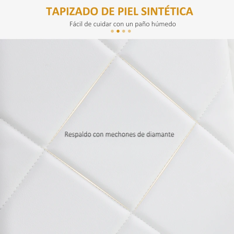 HOMCOM Set de 4 Sillas de Comedor Tapizadas de Piel Sintética con Respaldo Alto y Patas de Acero 41x50x97 cm Blanco