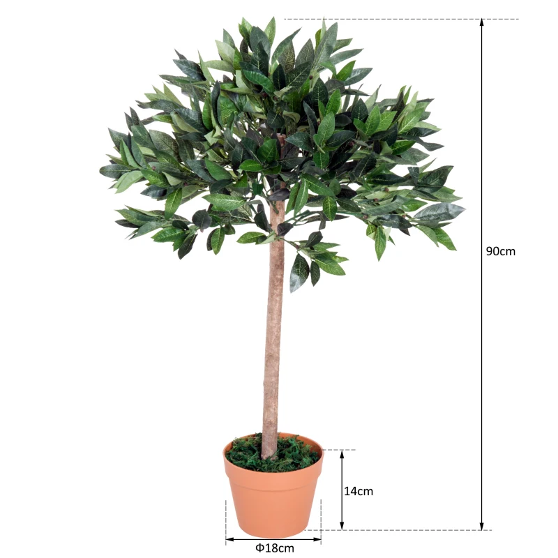 Outsunny Olivo Artificial 90cm con Cañas Naturales Árbol Planta Sintética Decorativa con Maceta Casa Jardín Decoración PE