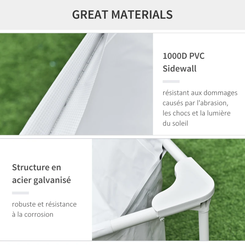 Outsunny Piscine Tubulaire Hors Sol rectangulaire Cadre en métal avec Filtre 252L x 152l x 65H cm Gris