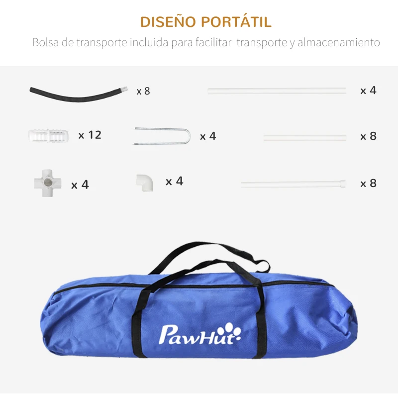 PawHut Set de Entrenamiento de Agilidad para Perros de 4 Piezas con Bolsa de Transporte 89x69x99 cm Negro