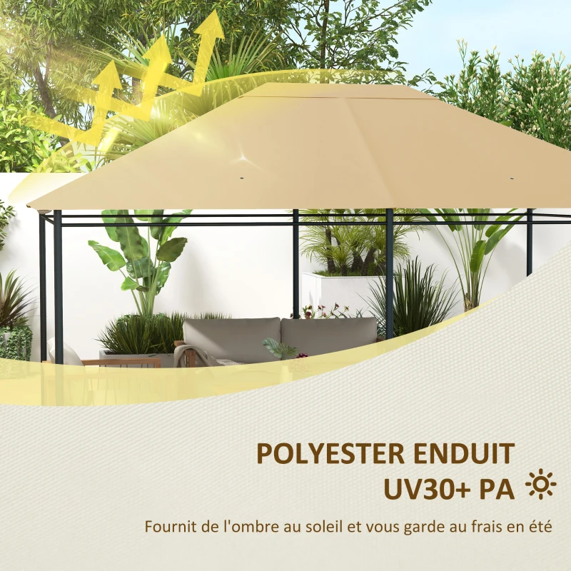 Outsunny Toile de remplacement pour pavillon tonnelle tissu polyester haute densité 180 g/m² anti-UV 3 x 4 m