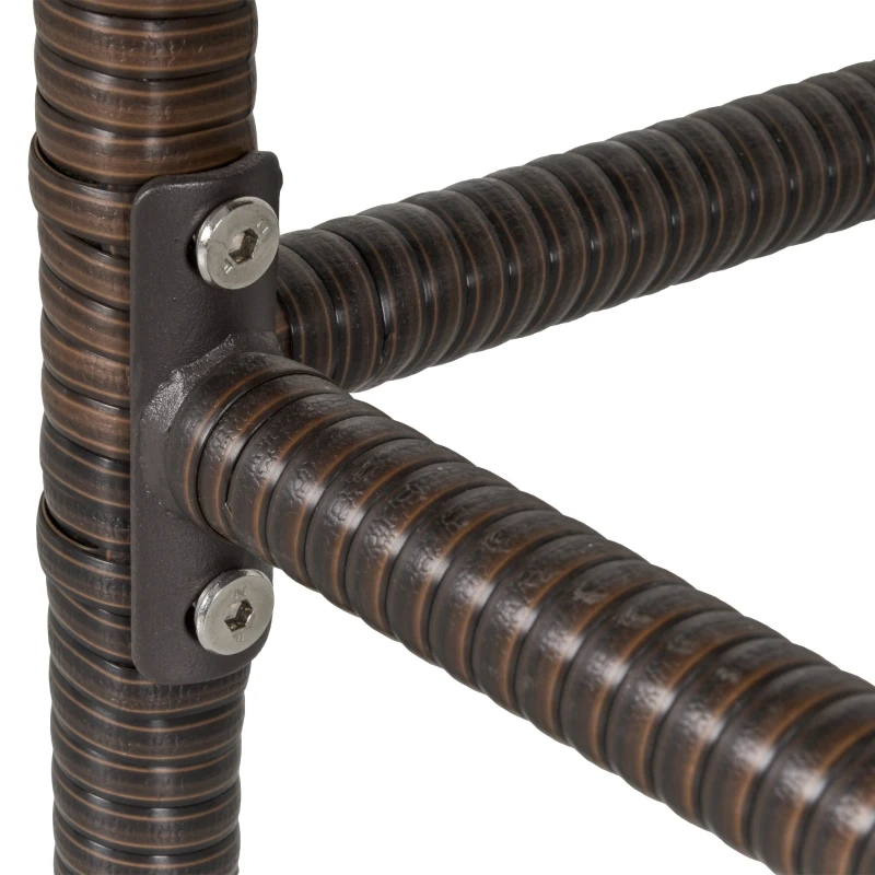 Outsunny Set 5 Pezzi Tavolino con 4 Sedie da Giardino Alte in Rattan Sintetico con Secchiello per Ghiaccio, Marrone