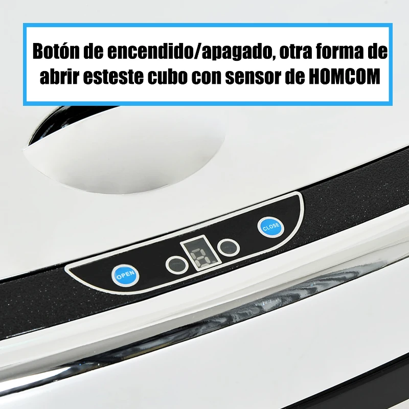 HOMCOM Papelera de Cocina 68L con Sensor de Infrarroja de Apertura Automática y Contacto Manual 40,5x29,5x78 cm Plata