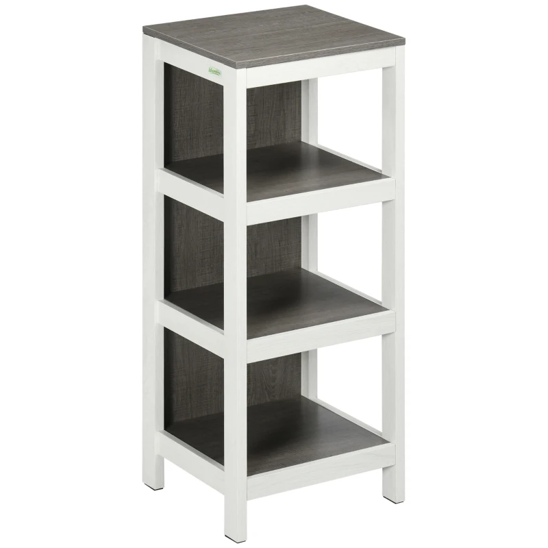 kleankin Estantería de Suelo para Baño de 3 Niveles Estante de Almacenaje Multiusos para Cocina Salón 32x30x82 cm Blanco