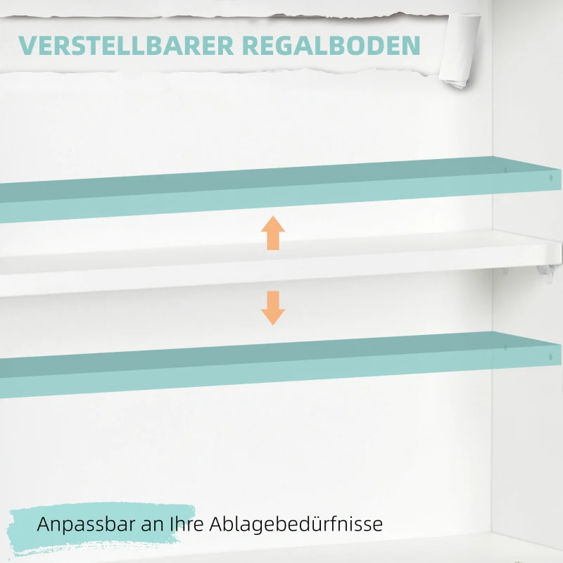 HOMCOM Wandklapptisch mit Ablagefächern 64 cm x 20 cm x 60 cm Weiß