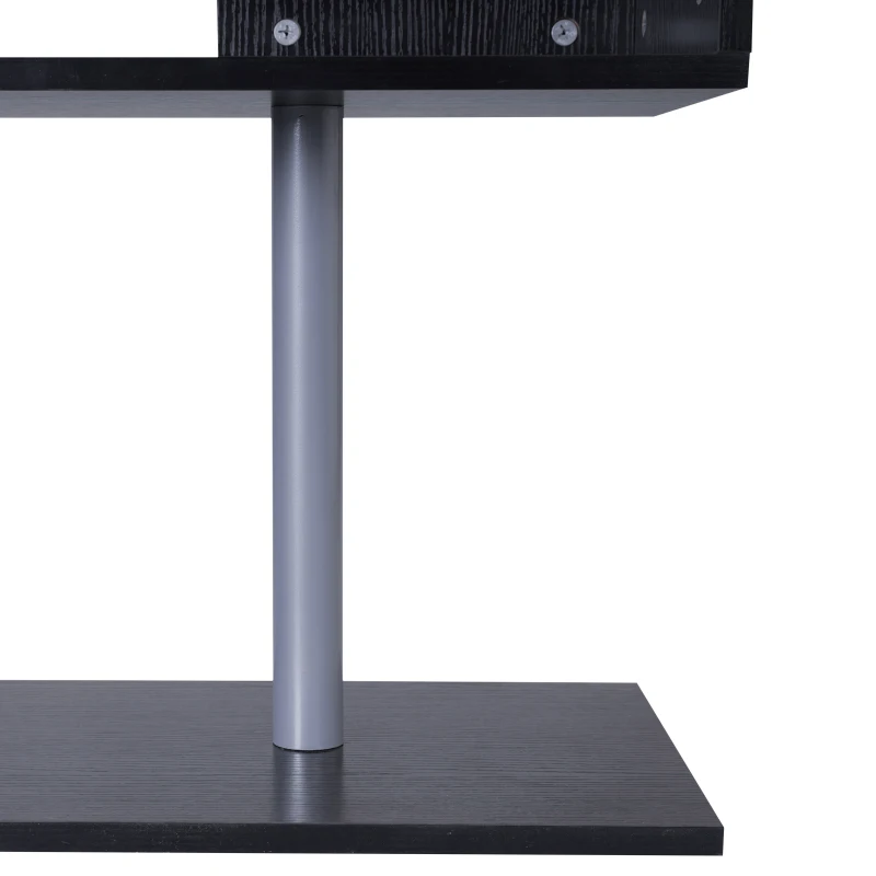 HOMCOM Scrivania Angolare Salvaspazio con Ripiano a S, Scrivania Moderna in Legno, 140x120x78 cm, Nero