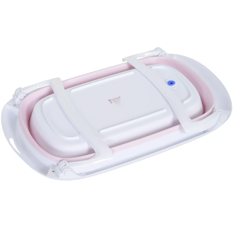 HOMCOM Faltbare Baby Badewanne Ergonomische Babywanne rutschfest klappbar Kunststoff Rosa 80 x 48 x 21 cm