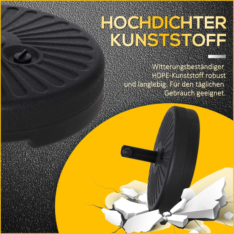 Outsunny Sonnenschirmständer 21-26 kg Schirmständer für Sonnenschirm Schirmstangen 38 mm Sonnenschirmfuß für Garten Terrasse Balkon Zement Schwarz Ø51 x 30H cm