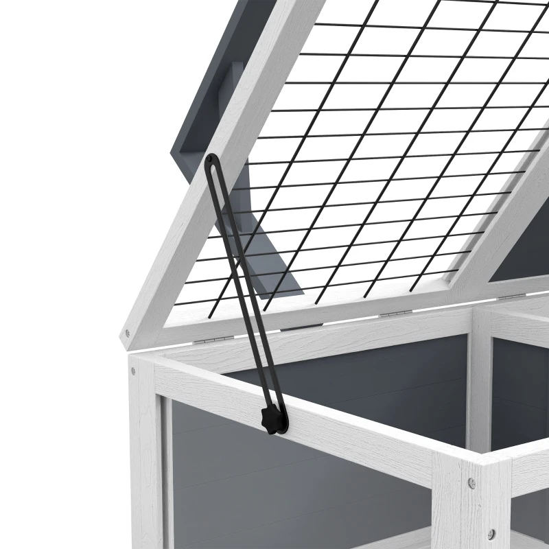 PawHut Maison enclos cage pour petit animal tortue avec 2 espaces support de lampe 81 x 48 x 31,5 cm gris