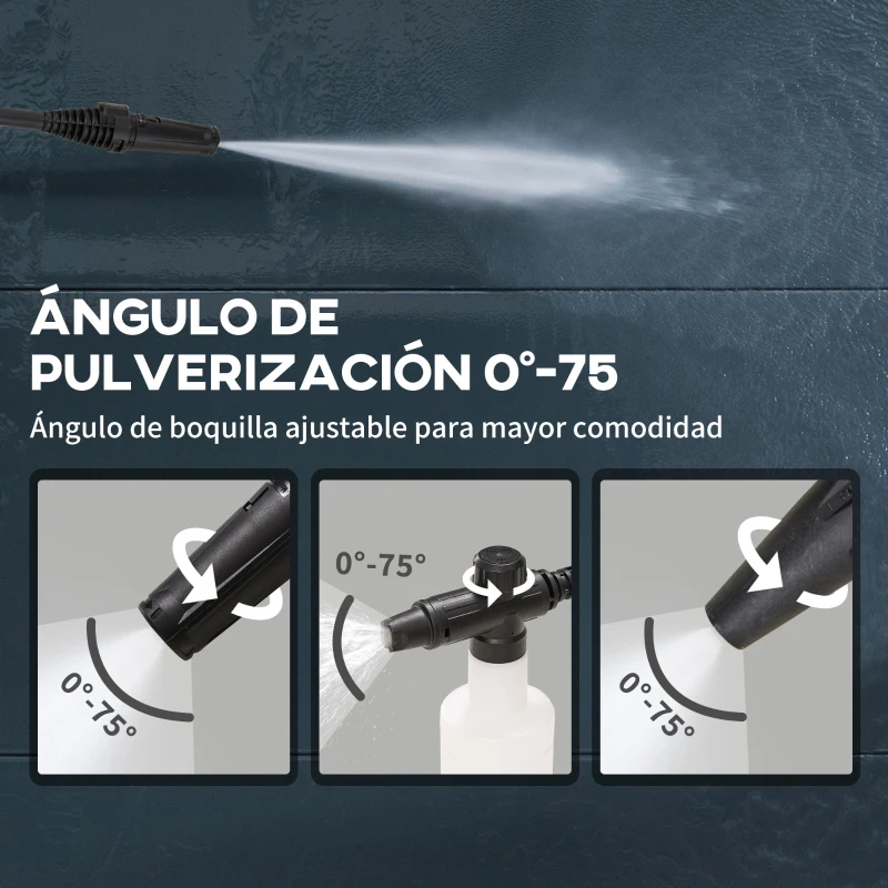 DURHAND Hidrolimpiadora 1600W Caudal 432 L/h Bomba de Aluminio Presión de 130 Bar Manguera 6m Incluye Cepillo 23.5x27x68 cm Azul
