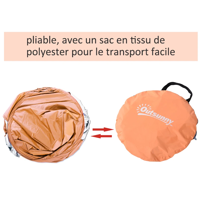 Outsunny Abri de plage tente de plage pliable pop-up automatique instantané protection UV fenêtre arrière grand tapis de sol orange