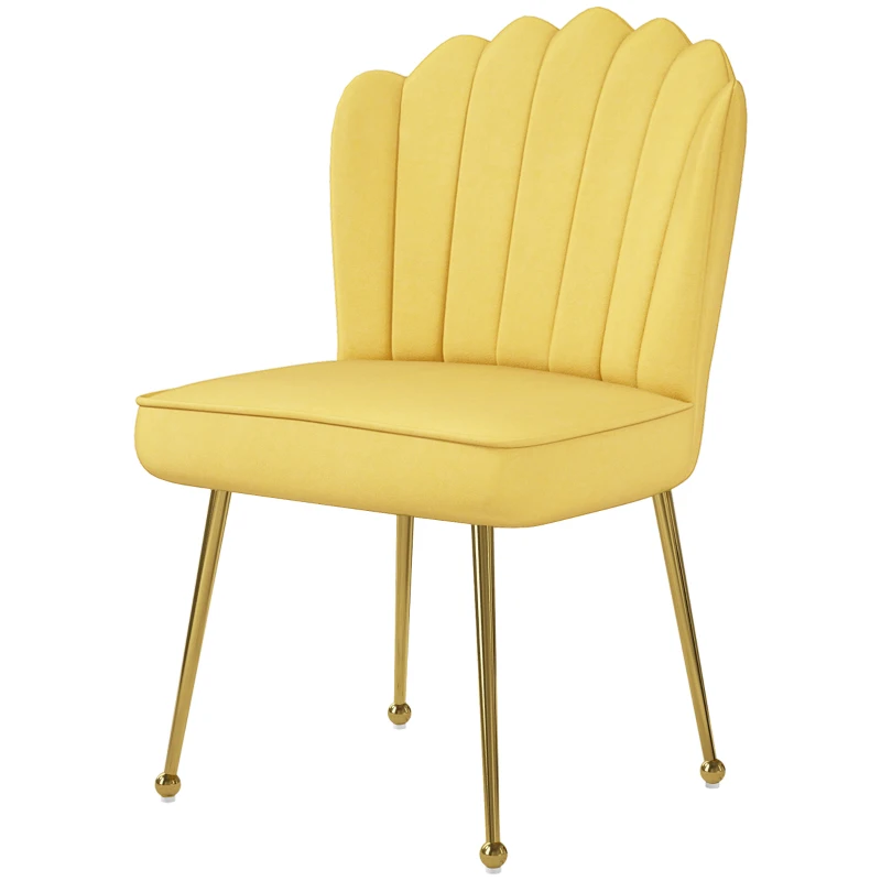 HOMCOM Velvet-Feel Shell Accent Chair - Yellow