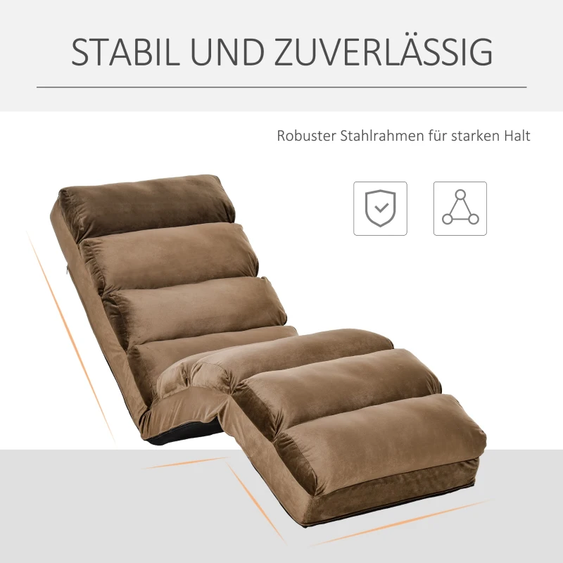 HOMCOM Bodenstuhl Klappmatratze Faltmatratze verstellbar Wildledertuch Braun 175x56x20cm