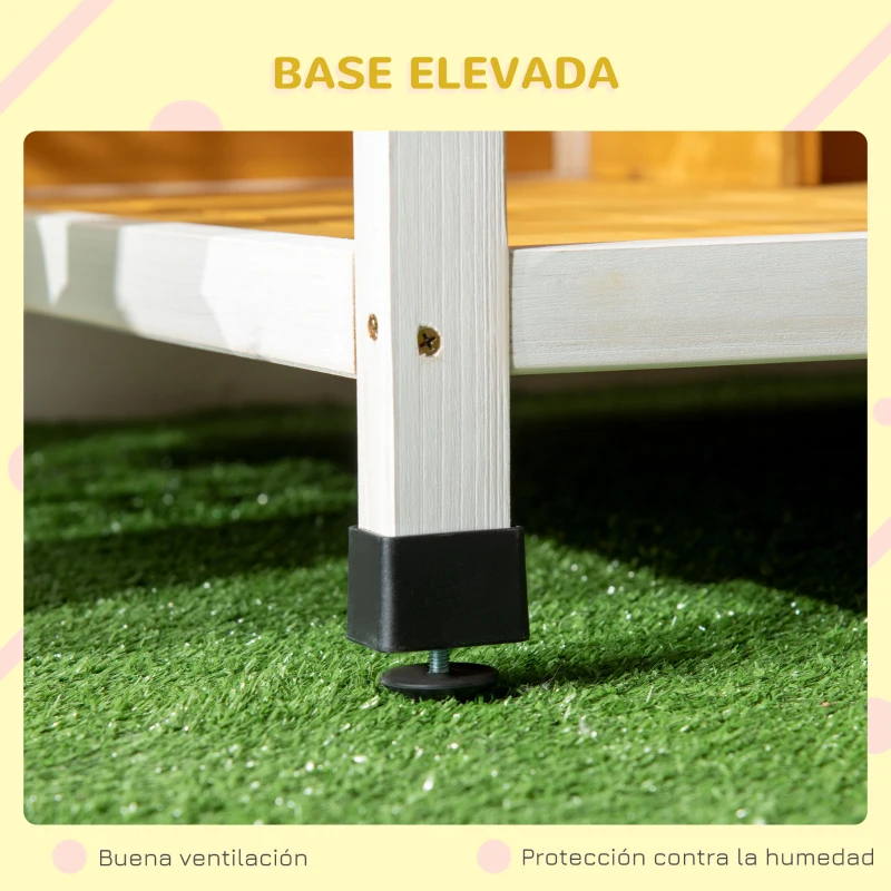 PawHut Caseta para Perros de Madera Casa para Mascotas Refugio para Perros con Techo Asfáltico 85,5x62x60 cm Natural