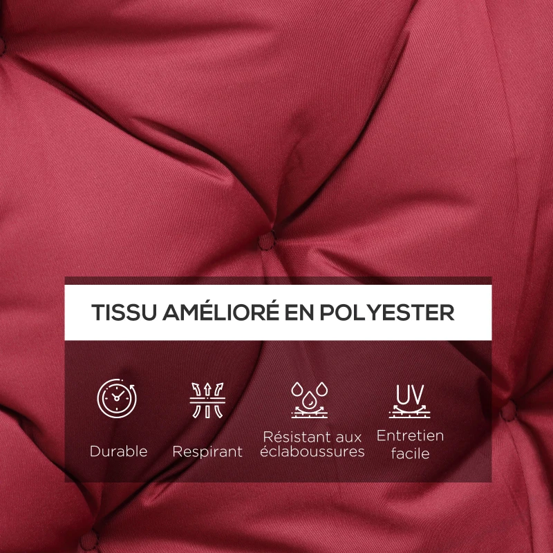 Outsunny Coussin Matelas Assise Dossier pour Banc de Jardin balancelle canapé 3 Places Grand Confort 150 x 98 x 8 cm Rouge