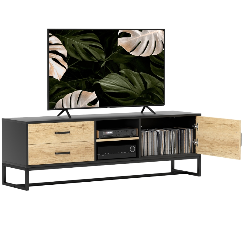 Mobile TV HOMCOM Per Schermi Fino A 60" - Con 2 Cassetti E Ripiani Regolabili, Legno E Nero - Foto 6