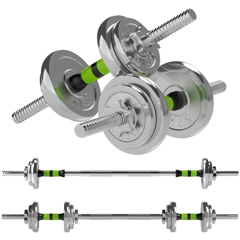 SPORTNOW 20kg 2-in-1 Barbell and Dumbbell Set, with Non-Slip Handle, for Weight Lifting, Training Home Gym