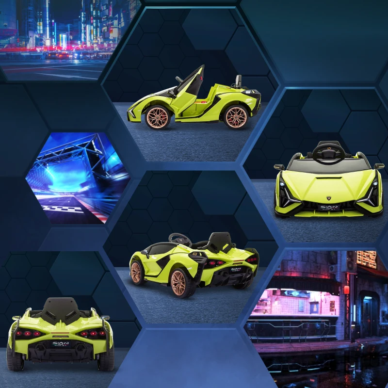 HOMCOM Kinder-Elektroauto, Lamborghini, 3-5 km/h, Fernsteuerung, für 3-5 Jahre, Grün(m-9)
